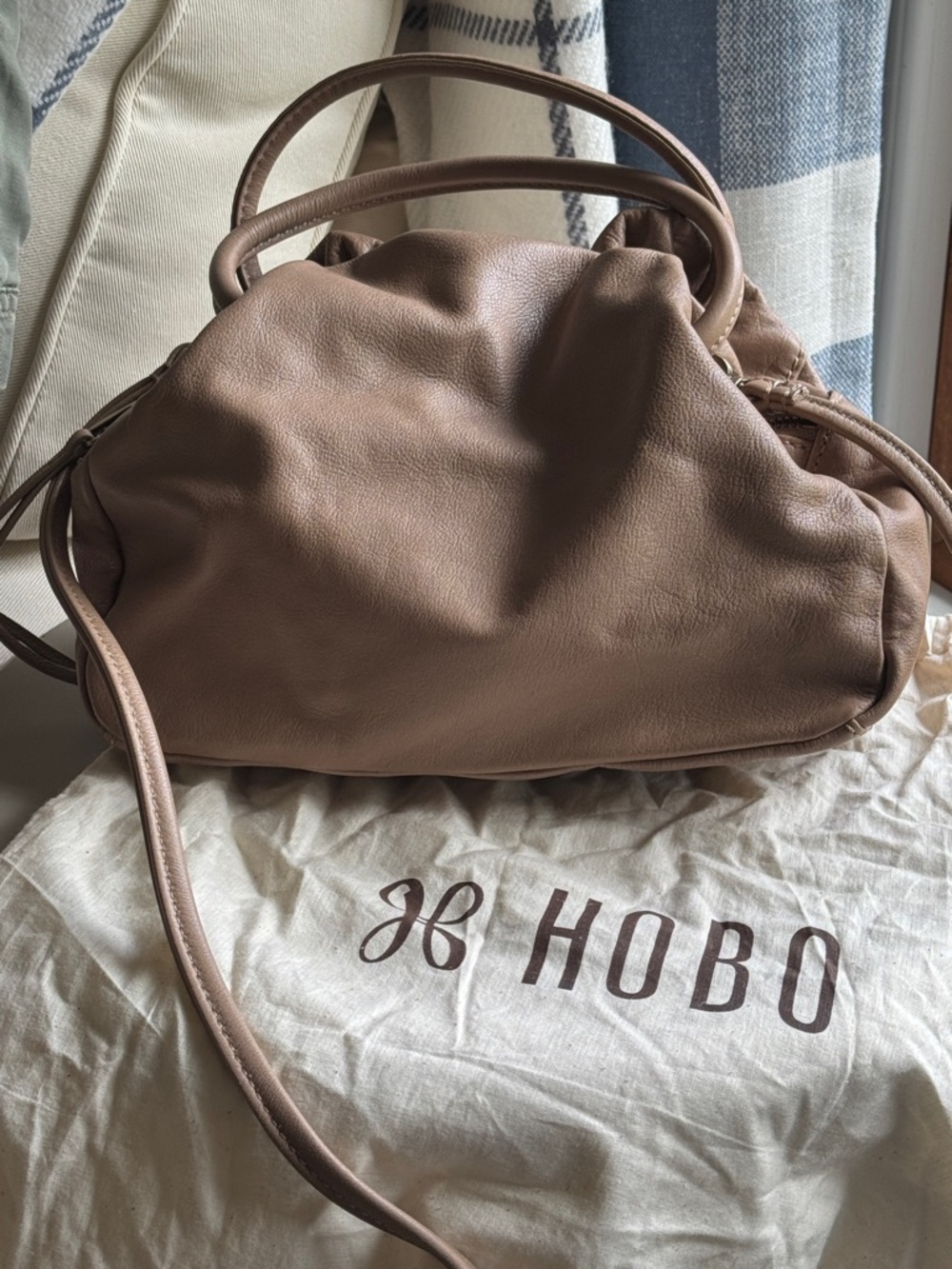 HOBO Darling Leather Satchel in Taupe